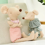 Schattige Muis knuffel met roze en groene kraag