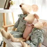 Schattige Muis knuffel met roze en groene kraag